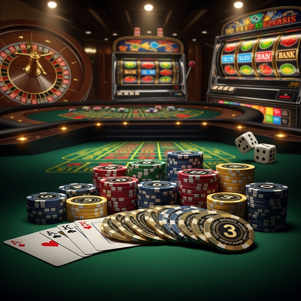 A poker player carefully managing their chips, representing bankroll management